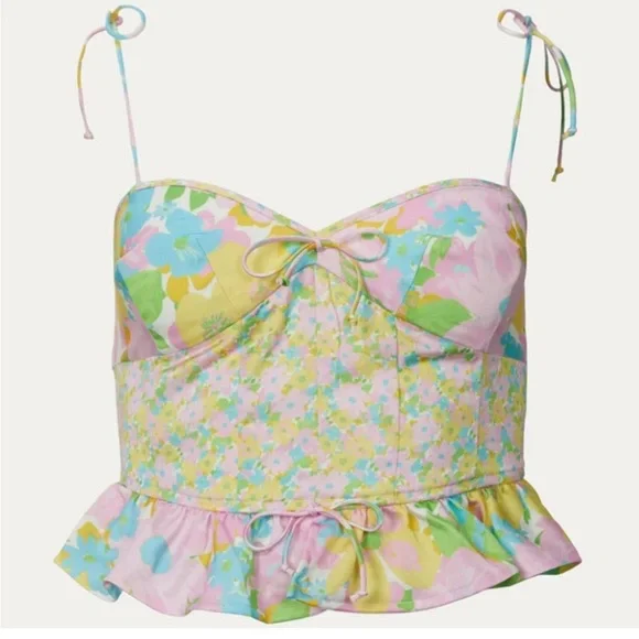 For love & lemons emily tie shoulder top - Picture 4 of 9